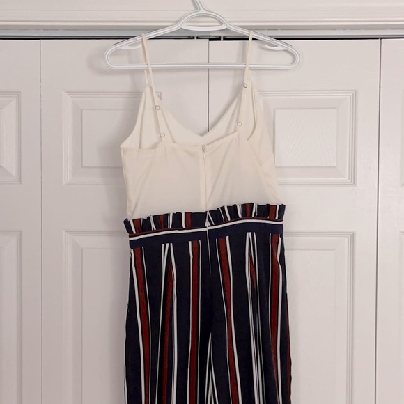 Vertical striped waist paper bag jumpsuit - Picture 4 of 4
